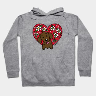 Chocolate Labrador and Floral Heart Hoodie